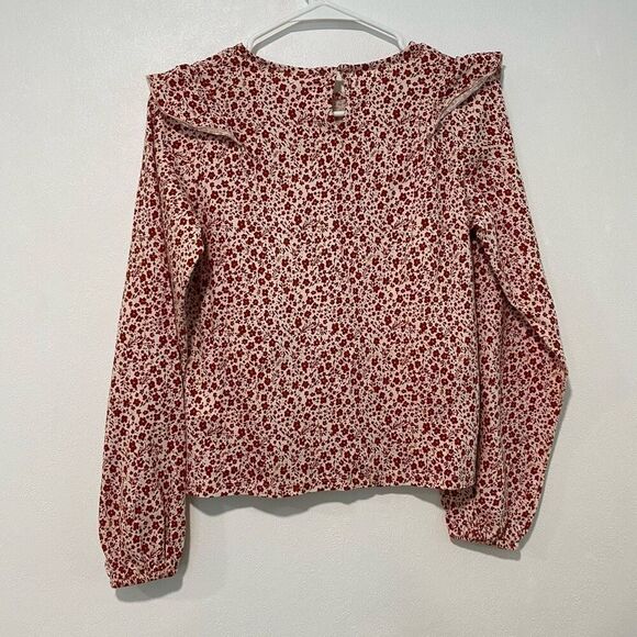 ZARA Girls Red Floral Ruffle Blouse | Size 13–14 (164 cm) | Long Sleeve Top - Picture 2 of 6